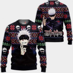 Satoru Gojo Ugly Christmas Sweater Custom Anime Jujutsu Kaisen Xmas Gifts GO2812
